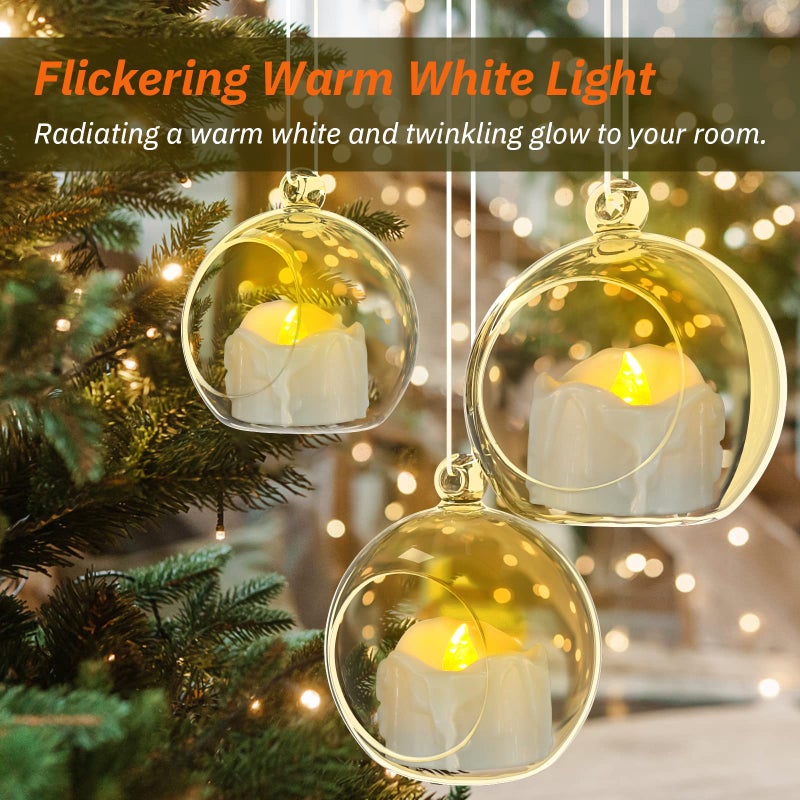PChero Tea Lights Candles with Timer, 12 Packs Flickering Flameless LED Tealights Battery Operated Electric Votive Candles for Christmas Decorations Fall Indoor Home Decor - Image 2